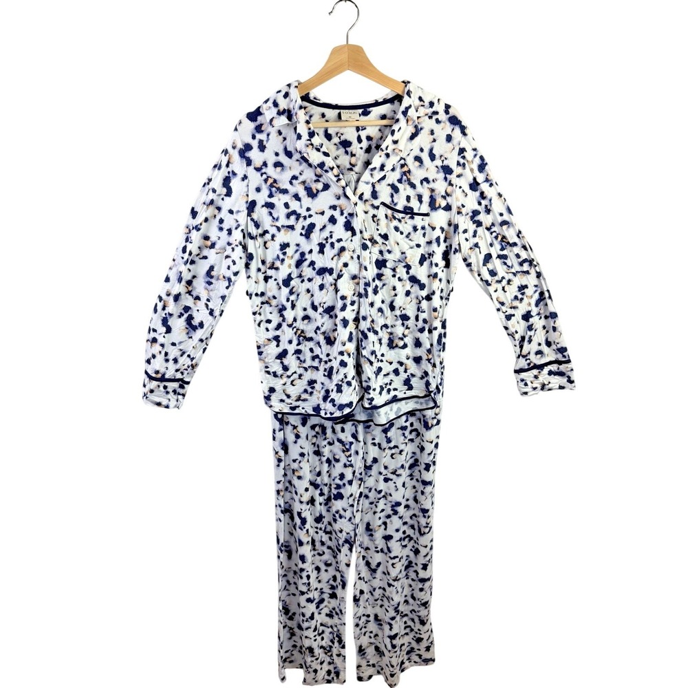 Soma Cool Nights Womens M Two-piece Long Sleeve Pajama Set Leopard Print Lounge - Picture 2 of 11